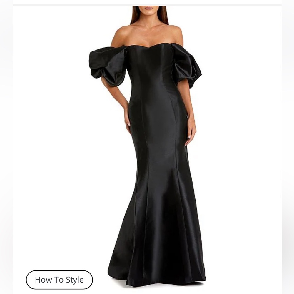 Brand new never worn Mac Duggal Black Trumpet Formal Off shoulder Gown
